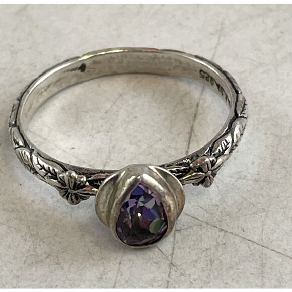 SARDA vintage amethyst ring. Sterling silver artisan created size 9 bali - Picture 5 of 7